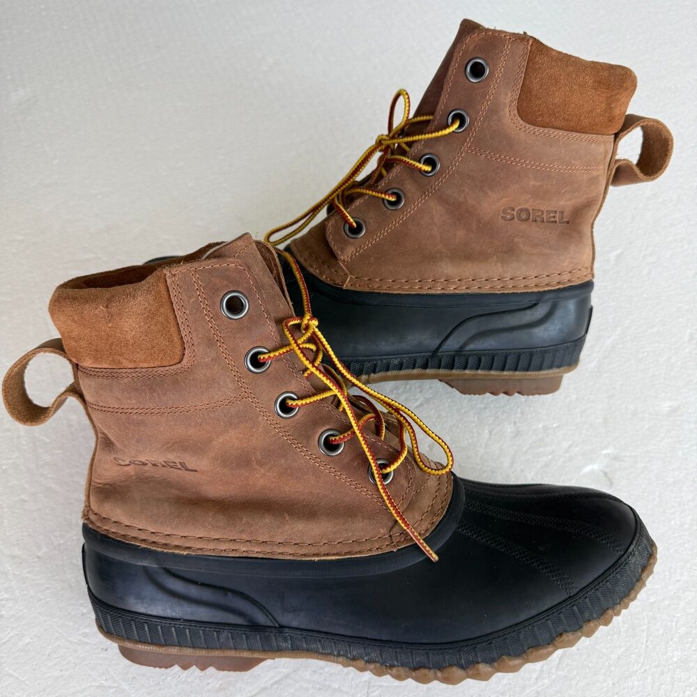 Size 10 - SOREL MENS CHEYANNE II LACE DUCK BOOT Rain Work Boots Leather Rubber